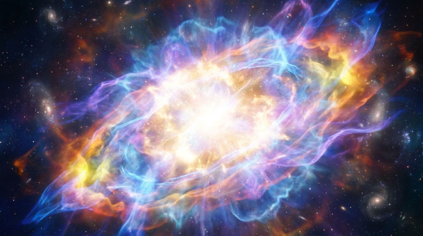 The Big Bang, a brilliant explosion of light and color at the birth of the universe