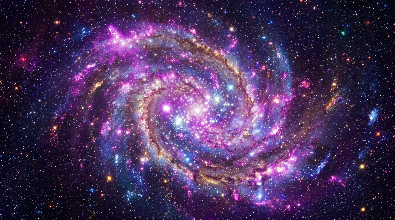 A beautiful swirling galaxy with colorful spiral arms in deep space